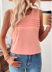 Dusty Pink Sleeveless Round Neck Tank Top