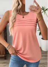 Dusty Pink Sleeveless Round Neck Tank Top