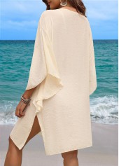 Breathable Beige V Neck Cover Up