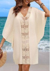 Breathable Beige V Neck Cover Up