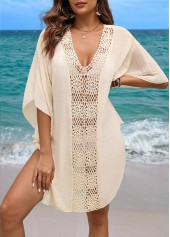 Breathable Beige V Neck Cover Up