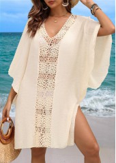 Breathable Beige V Neck Cover Up