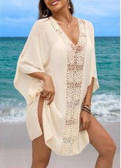 Breathable Beige V Neck Cover Up