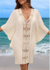 Breathable Beige V Neck Cover Up