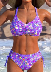 Reversible High Waist Purple Blue Bikini Set