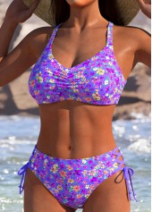 Reversible High Waist Purple Blue Bikini Set