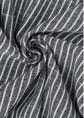 Striped Black Straight Leg Elastic Waist Mid Waisted Pants