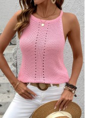 Pink Sleeveless Round Neck Tank Top