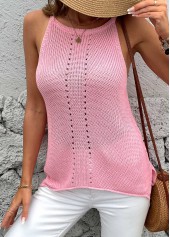 Pink Sleeveless Round Neck Tank Top