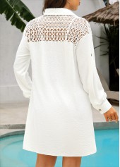 Button White Long Sleeve Cover Up