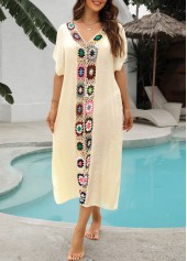 Beige Color Patchwork Detail Cover Up