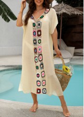 Beige Color Patchwork Detail Cover Up