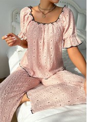 Square Neck Light Pink Lounge Top and Pants