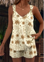 Light Camel Tank Top and Shorts Co-ords