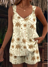 Light Camel Tank Top and Shorts Co-ords