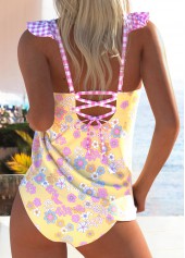 Mid Waisted Ditsy Floral Print Ruffle Tankini Set