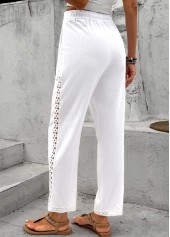 White Elastic Waist High Waisted Pants
