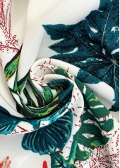 Plants Print Blackish Green Wide Leg Elastic Waist Pants