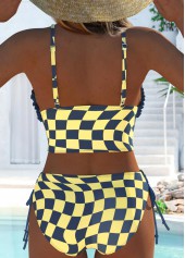 Mid Waisted Plaid Two Piece Light Yellow Bikini Set