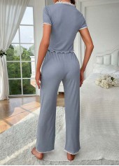 Short Sleeve Dusty Blue Lounge Top and Pants