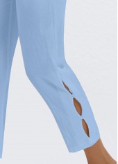 Elastic Waist High Waisted Light Blue Pants