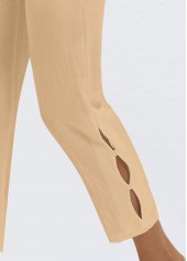 Elastic Waist High Waisted Light Coffee Pants