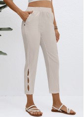 Elastic Waist Grey High Waisted Pants