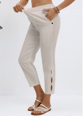 Elastic Waist Grey High Waisted Pants