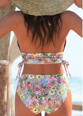 Mid Waisted Random Floral Print Two Piece Bikini Set