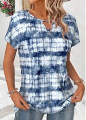 Tie Dye Print Cut Out Dusty Blue T Shirt