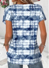 Tie Dye Print Cut Out Dusty Blue T Shirt