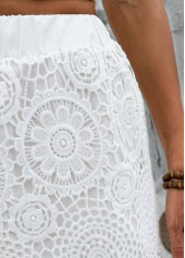 White Straight Leg Elastic Waist High Waisted Shorts