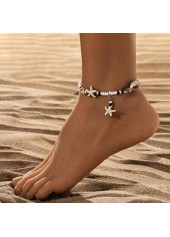 Beaded Derail Beige Shell Polyresin Anklet