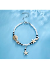 Beaded Derail Beige Shell Polyresin Anklet