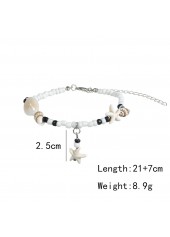 Beaded Derail Beige Shell Polyresin Anklet