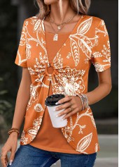 Plants Print Orange T Shirt