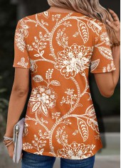 Plants Print Orange T Shirt