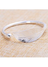 Silver Color Leaf Metal Material Bangle