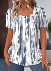 Tie Dye Print White Short Sleeve T Shirt