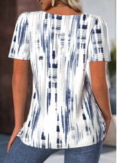 Tie Dye Print White Short Sleeve T Shirt