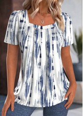 Tie Dye Print White Short Sleeve T Shirt