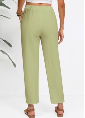 Sage Green Straight Leg Elastic Waist High Waisted Pants