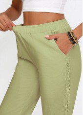 Sage Green Straight Leg Elastic Waist High Waisted Pants
