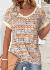 Multi Color Hollowedout Short Sleeve T Shirt