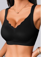 V Neck Push Up Black Bra