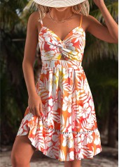 Floral Print Multi Color Short Strappy Bandeau Dress