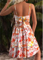 Floral Print Multi Color Short Strappy Bandeau Dress