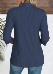 Floral Print Blue 3/4 Sleeve Fake Two Piece Twinset