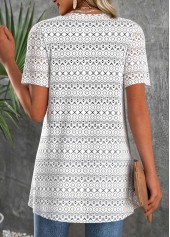 Patchwork White Short Sleeve Cardigan and Tank Top