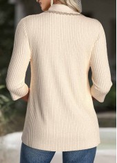 Floral Print Beige 3/4 Sleeve Fake Two Piece Twinset